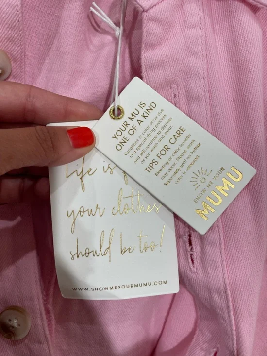 Show Me Your MuMu Range Romper Jumpsuit Pink Button Up NWT Size Medium Summer - Picture 13 of 14